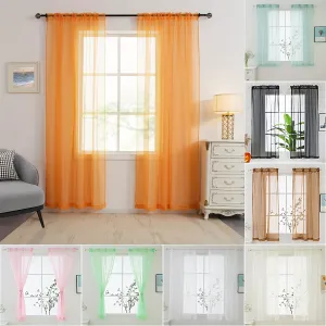 kkboxly 2pcs Colorful Curtains Rod Pocket Window Treatment For Bedroom Office Kitchen Living Room Study Home Decor