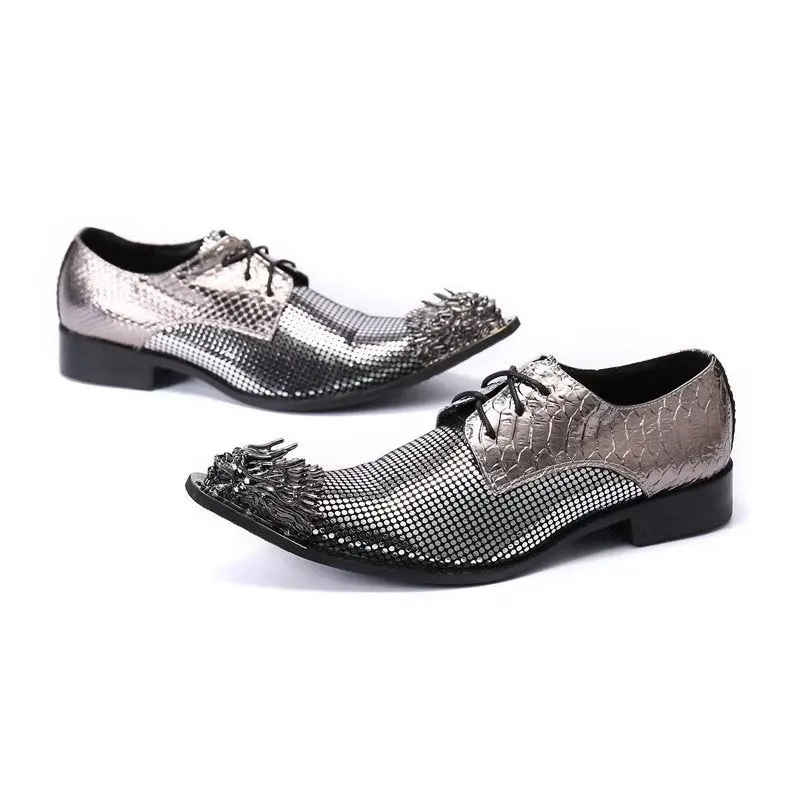 Lavish Exotic Pattern Genuine Leather Derbies