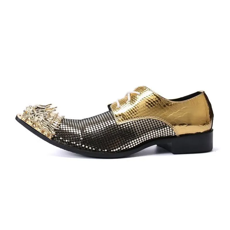 Lavish Exotic Pattern Genuine Leather Derbies