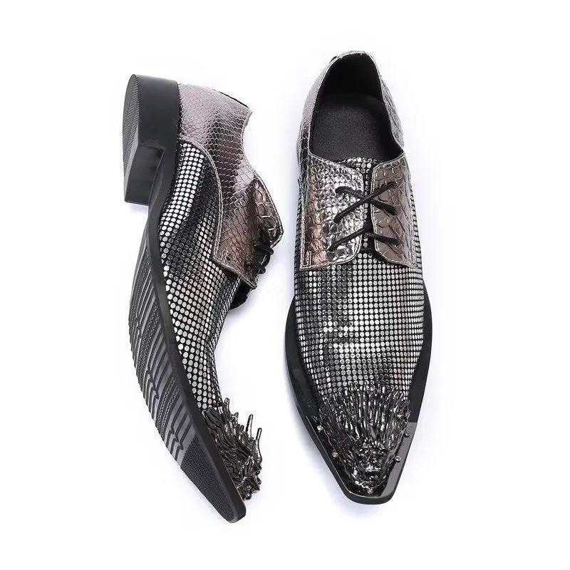 Lavish Exotic Pattern Genuine Leather Derbies