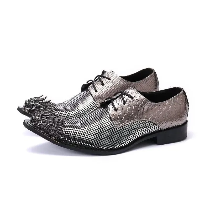 Lavish Exotic Pattern Genuine Leather Derbies