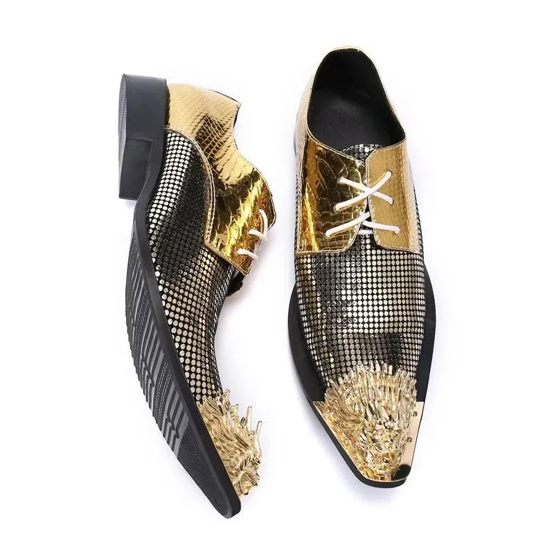 Lavish Exotic Pattern Genuine Leather Derbies