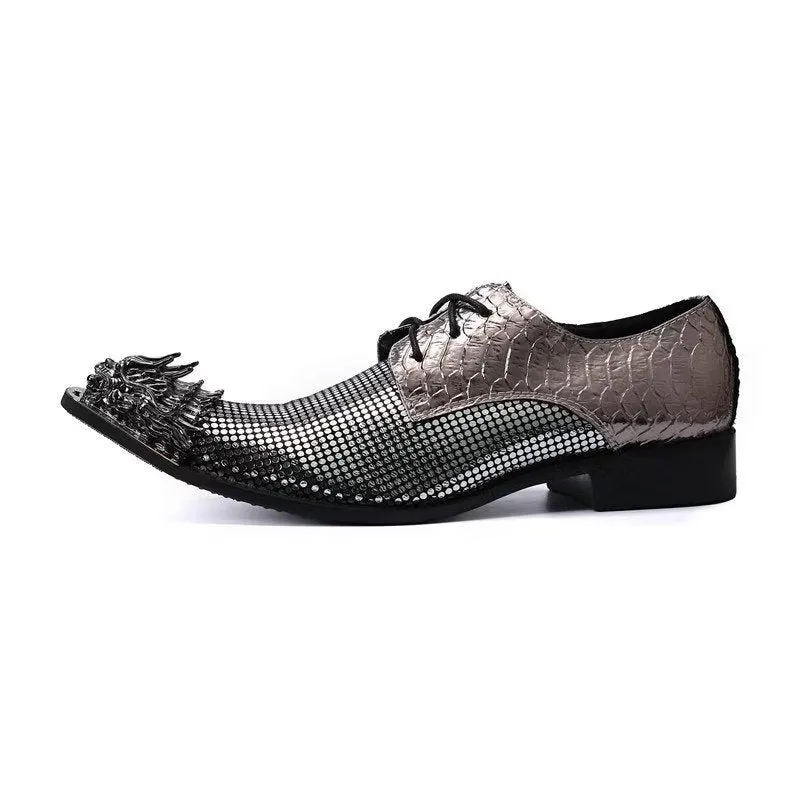 Lavish Exotic Pattern Genuine Leather Derbies