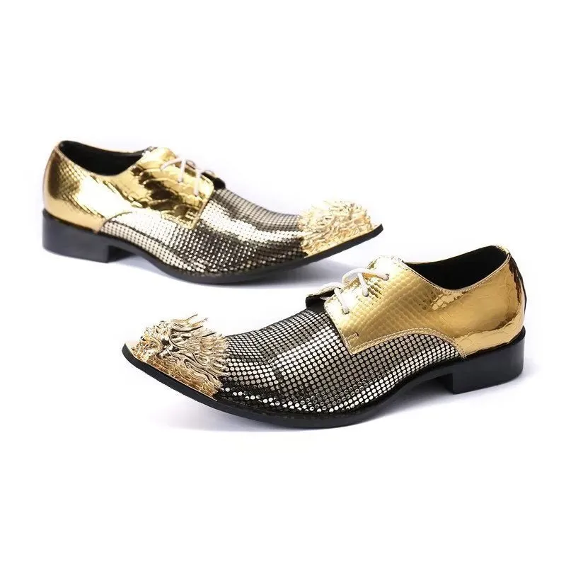 Lavish Exotic Pattern Genuine Leather Derbies