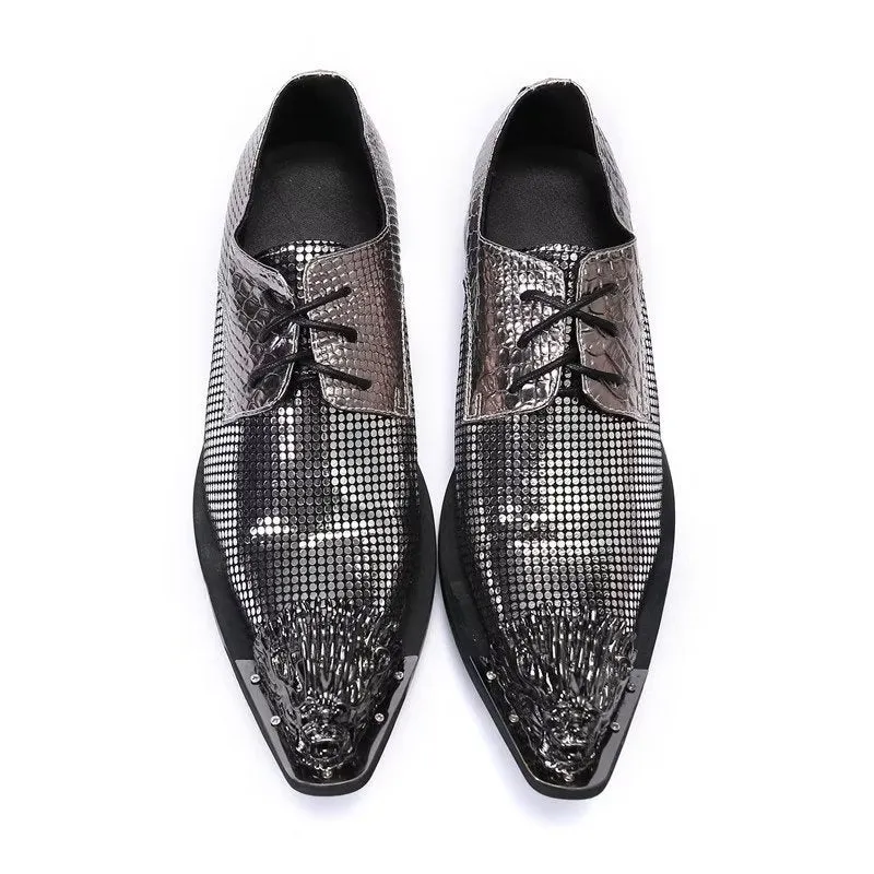 Lavish Exotic Pattern Genuine Leather Derbies