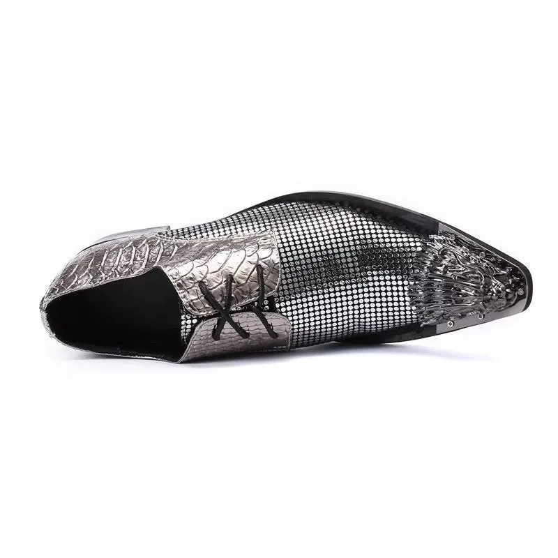 Lavish Exotic Pattern Genuine Leather Derbies