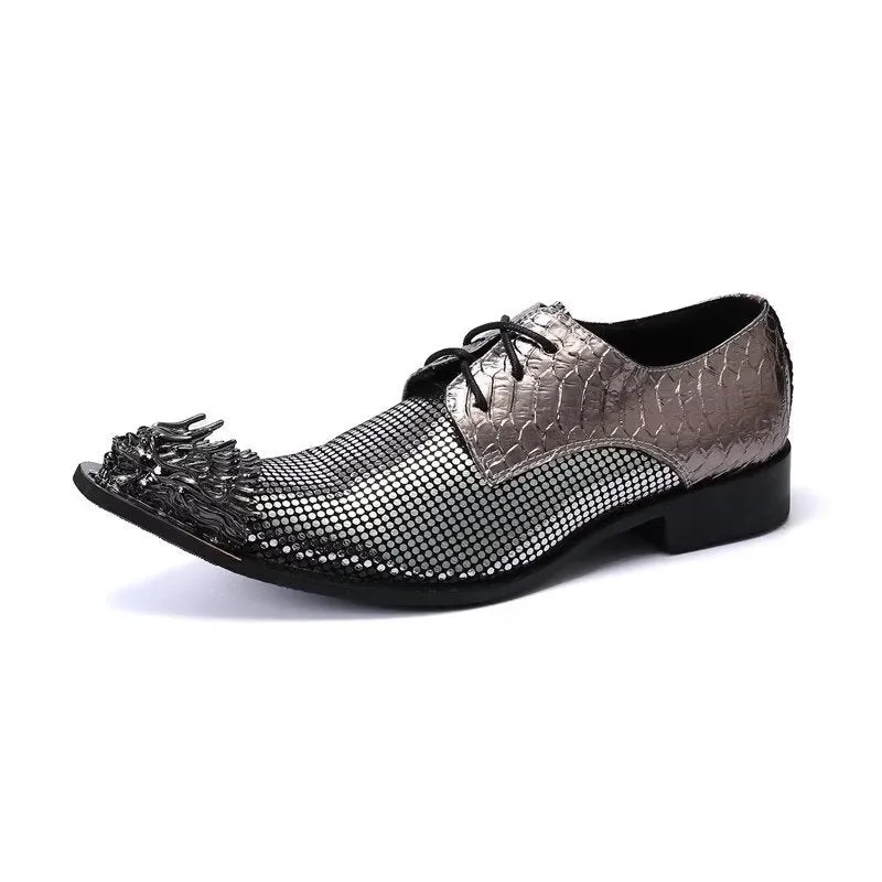 Lavish Exotic Pattern Genuine Leather Derbies