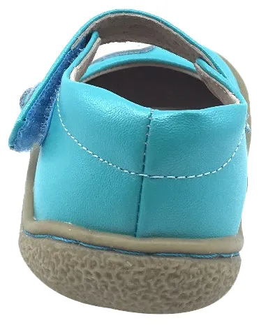 Livie & Luca Girl's Pio Pio Aqua Shimmer Smooth Leather with Sparkly Dove Detail Mary Jane Flat Shoes