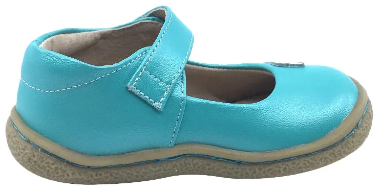 Livie & Luca Girl's Pio Pio Aqua Shimmer Smooth Leather with Sparkly Dove Detail Mary Jane Flat Shoes