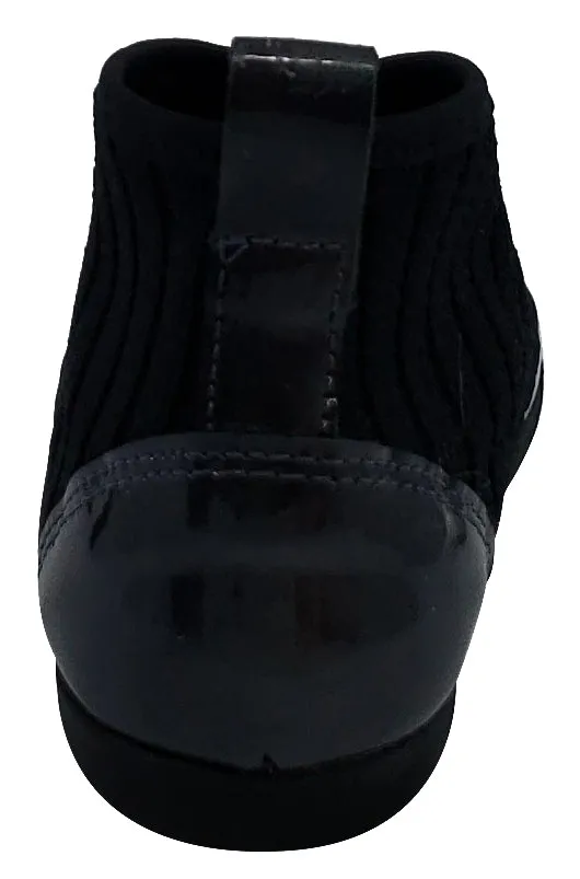 Luccini for Boy's and Girl's Charcoal Black Patent Kaffir Leather Sock Bootie