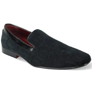 Men's Black Velvet Loafer Slip On Fancy Style