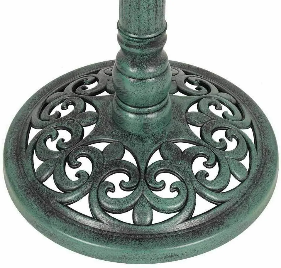Outdoor Traditional Resin Garden Bird Bath-Green