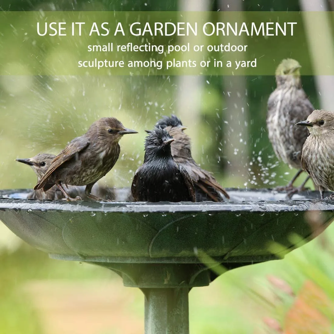 Outdoor Traditional Resin Garden Bird Bath-Green