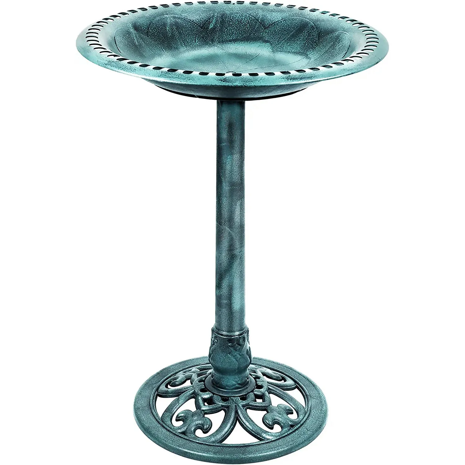 Outdoor Traditional Resin Garden Bird Bath-Green