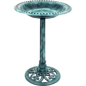 Outdoor Traditional Resin Garden Bird Bath-Green