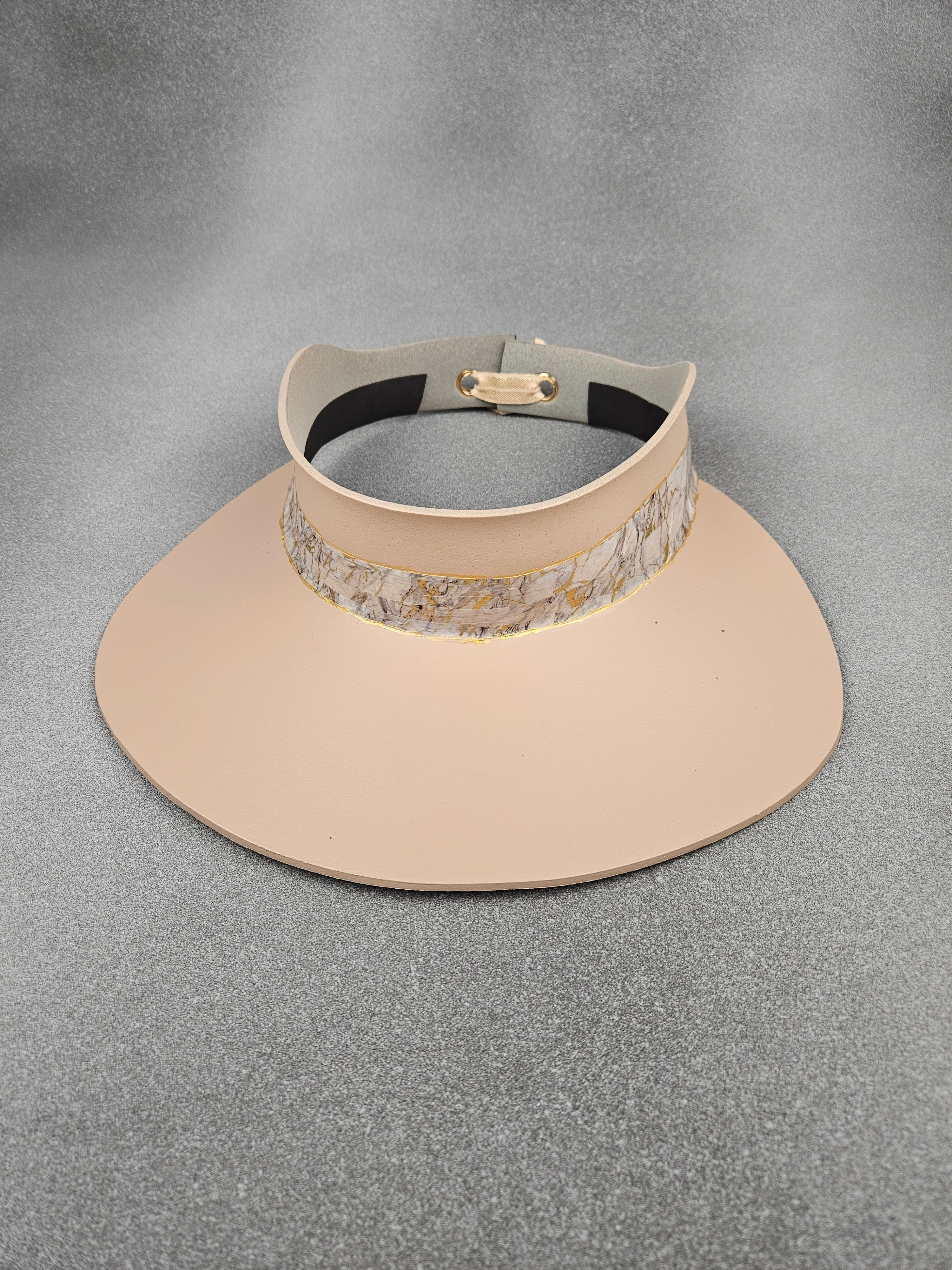Peachy Beige "LadyEVA" Visor Hat with Marbled Golden Band