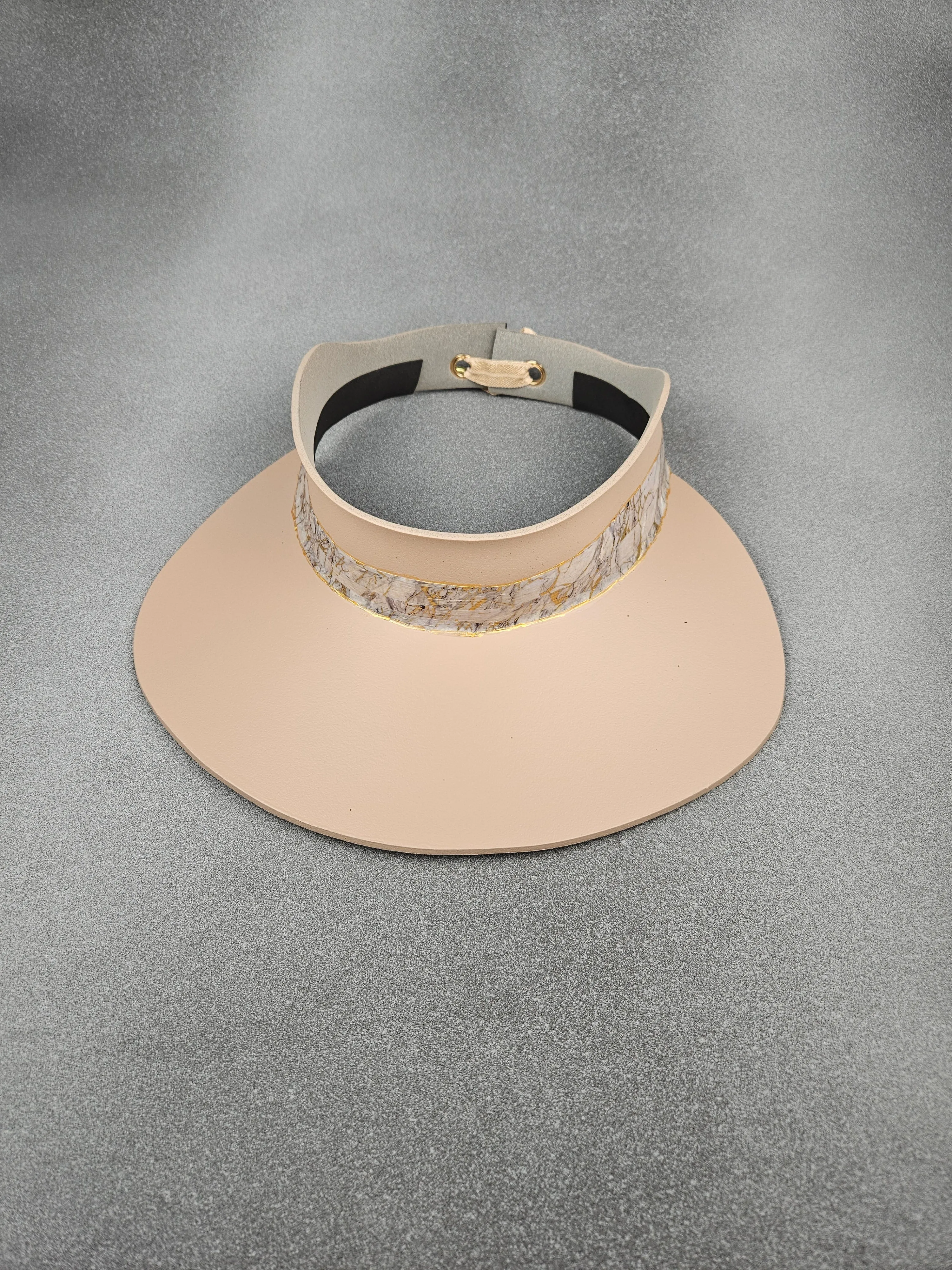 Peachy Beige "LadyEVA" Visor Hat with Marbled Golden Band