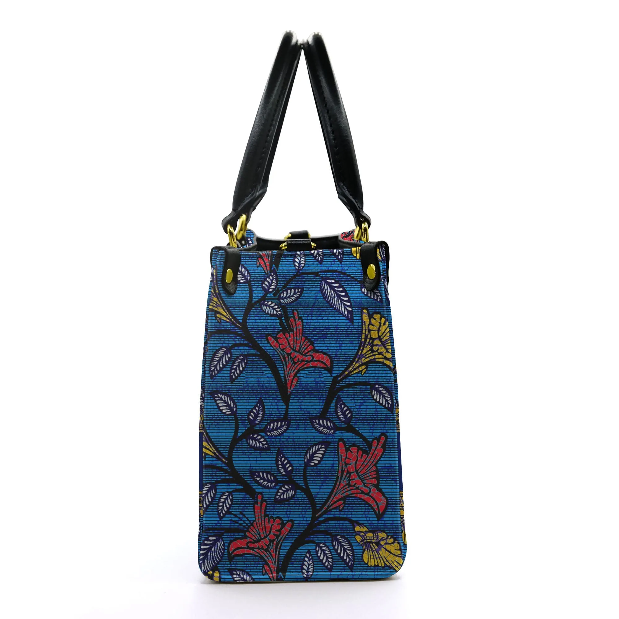 Personalized Ankara Pattern Leather Handbag
