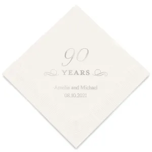 PERSONALIZED FOIL PRINTED PAPER NAPKINS - 90 Years

(50/pkg)