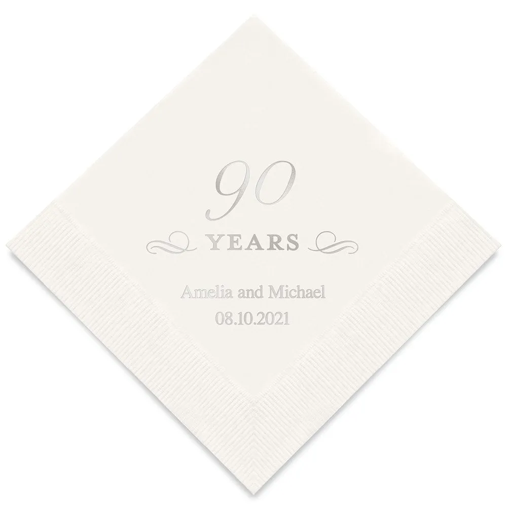 PERSONALIZED FOIL PRINTED PAPER NAPKINS - 90 Years

(50/pkg)