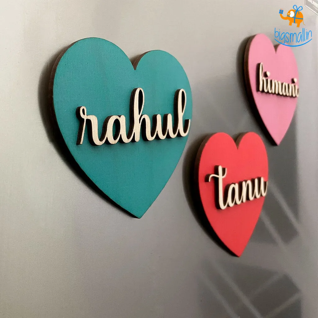 Personalized Heart Name Wooden Fridge Magnet