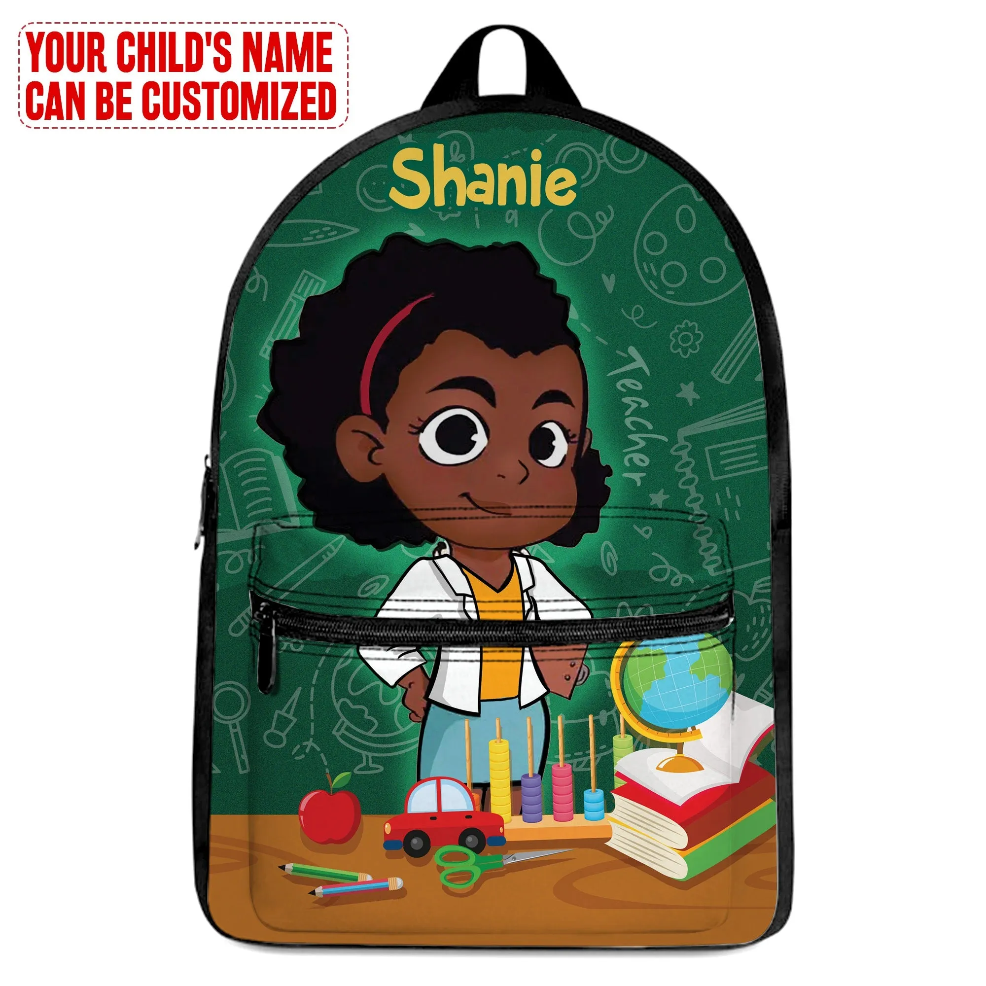 Personalized Little Afro Teacher Kid Backpack