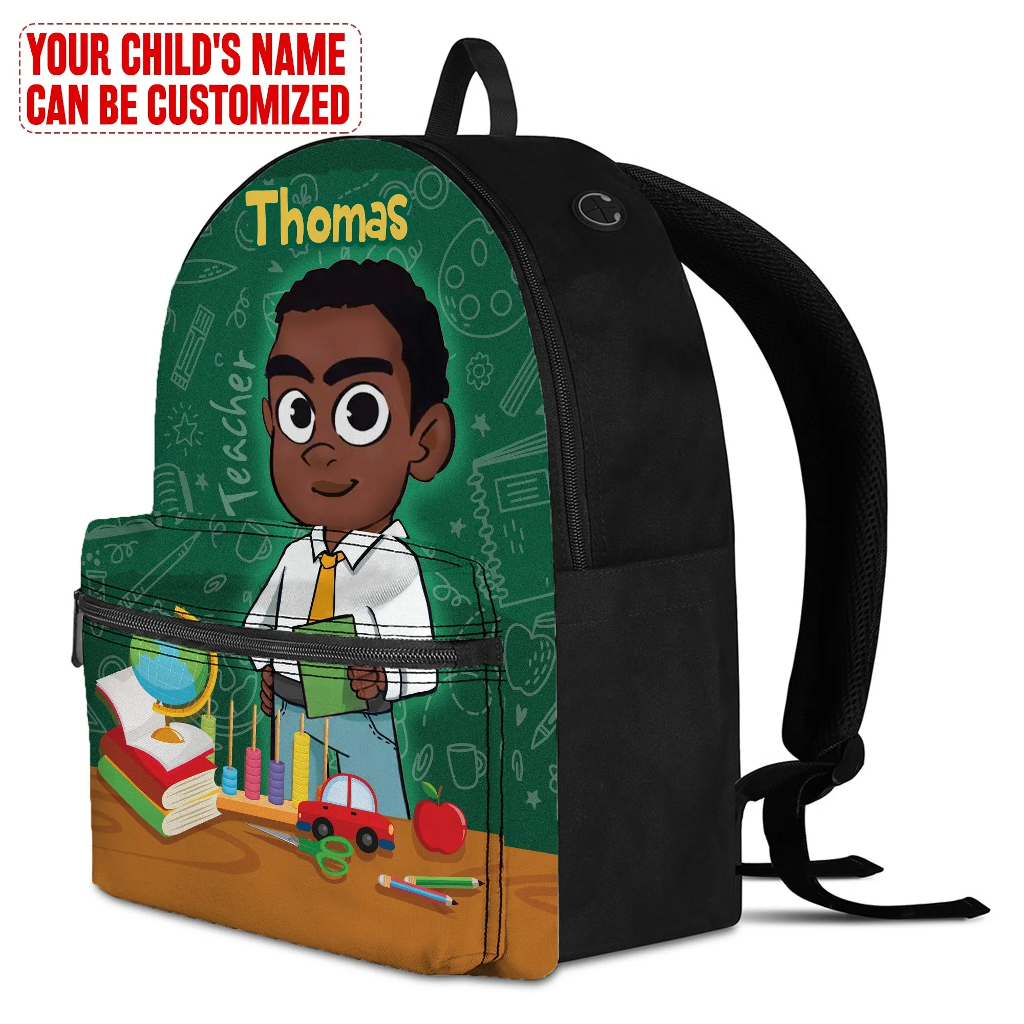 Personalized Little Afro Teacher Kid Backpack