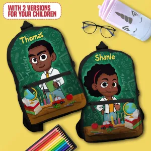 Personalized Little Afro Teacher Kid Backpack