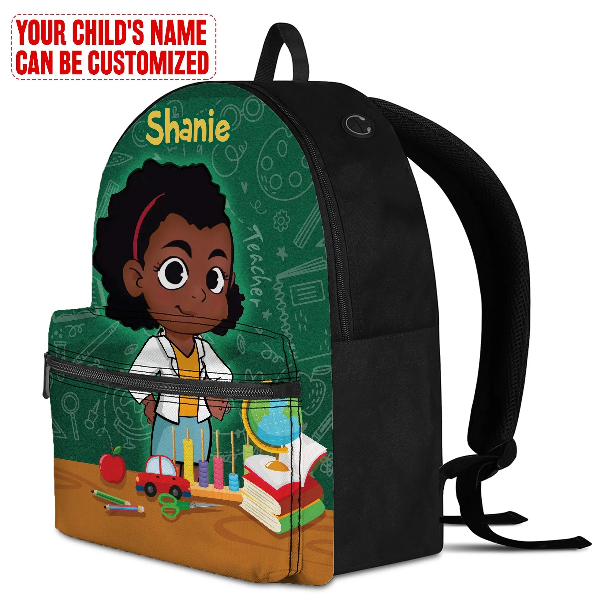 Personalized Little Afro Teacher Kid Backpack