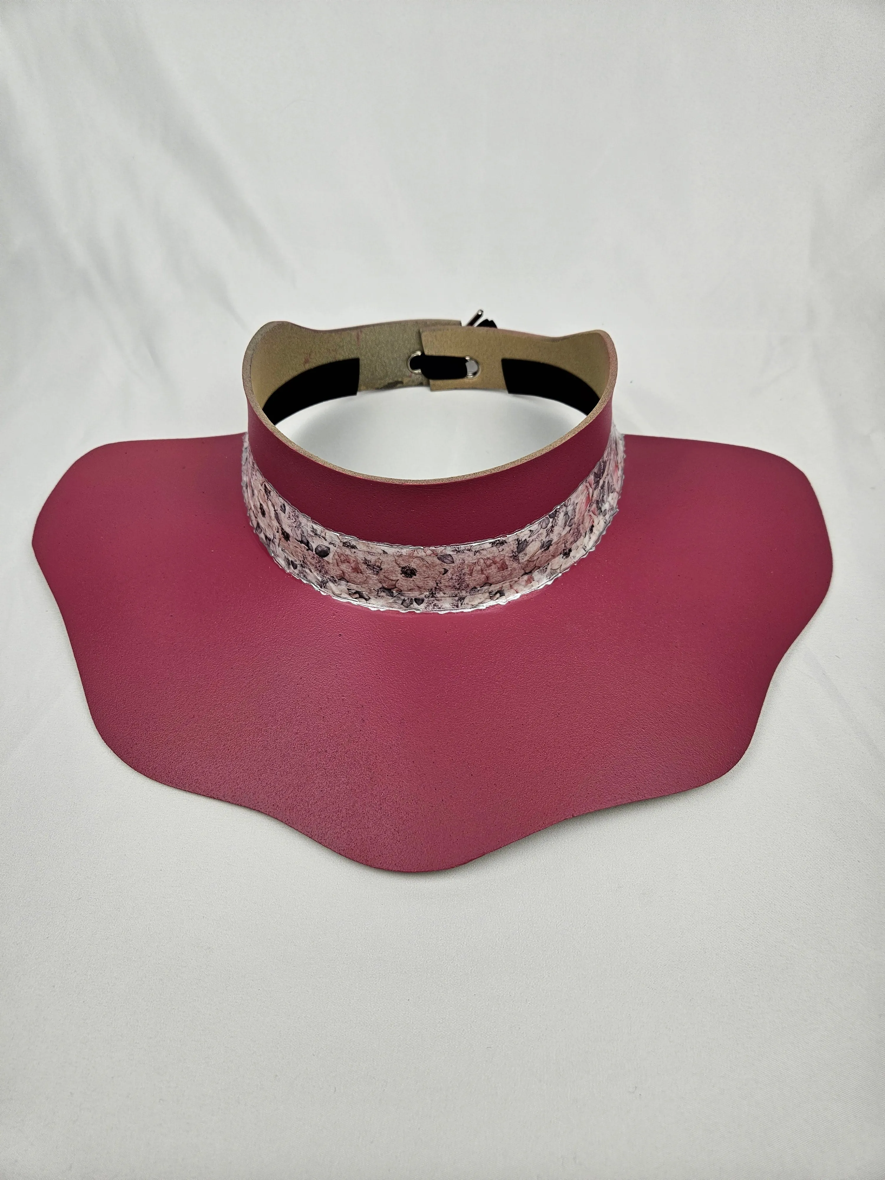 Pink Lotus Visor Hat with Floral Band