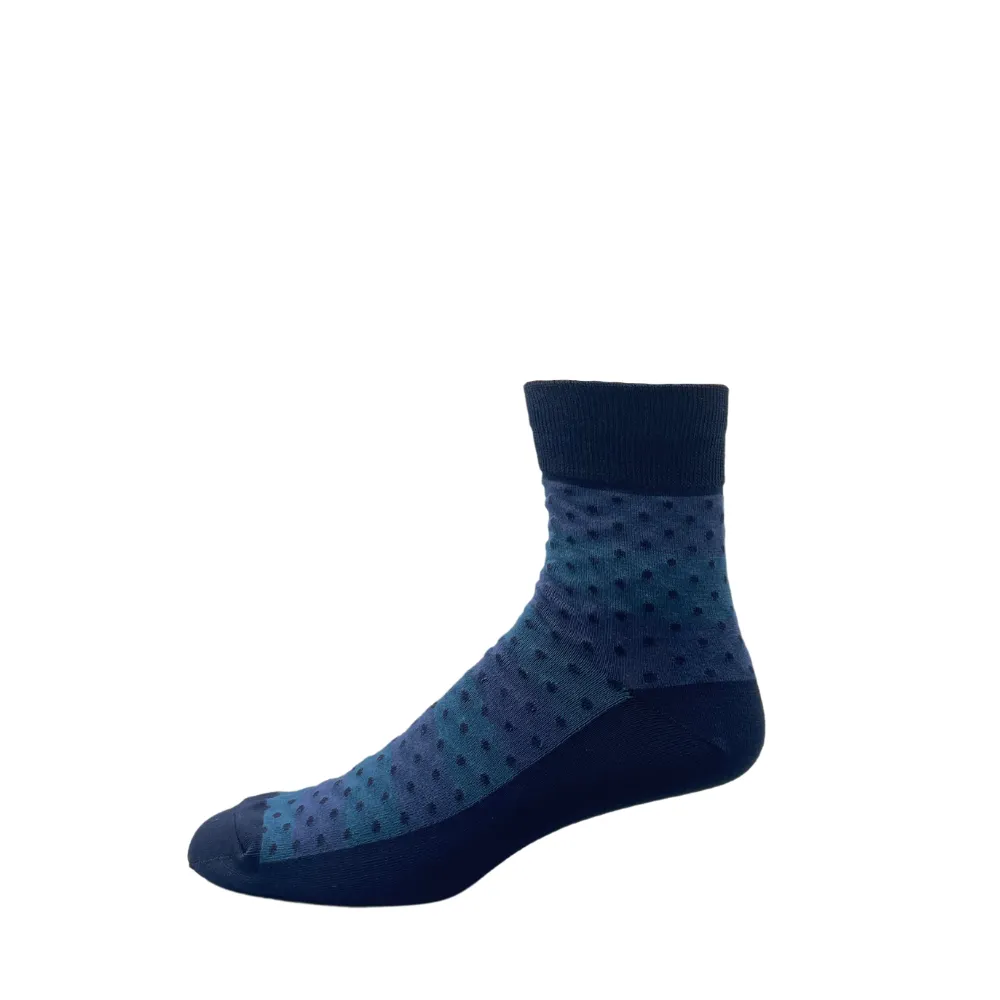 "Dot on Block" Quarter Length Bamboo Socks by Point Zero - Large