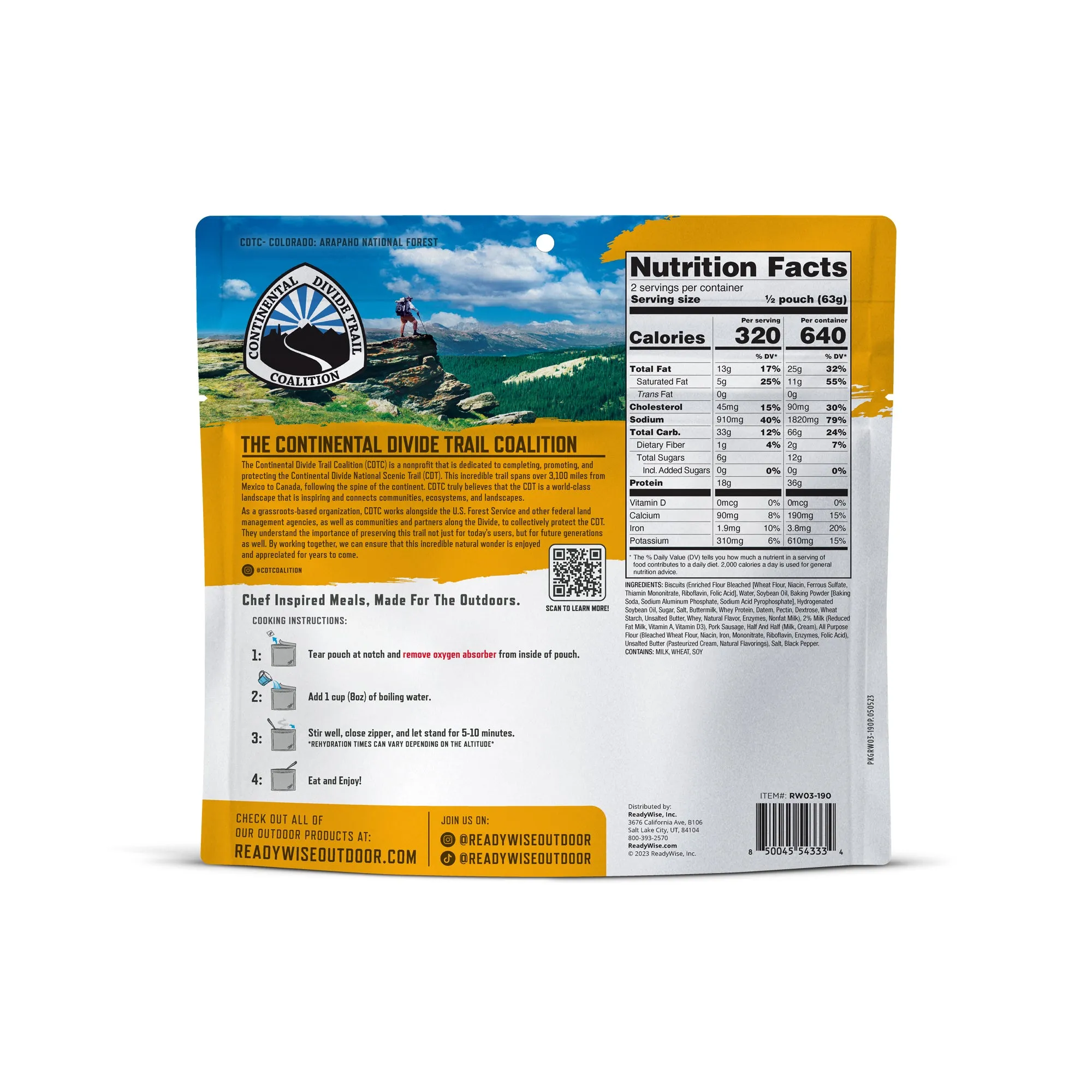 ReadyWise - Pro Adventure Meal Homestyle Biscuits & Gravy with Sausage - 6 Pack