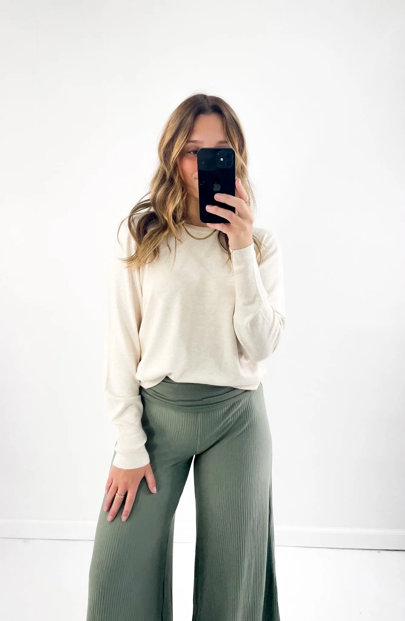 Ribbed Double Banded Waist Pants
