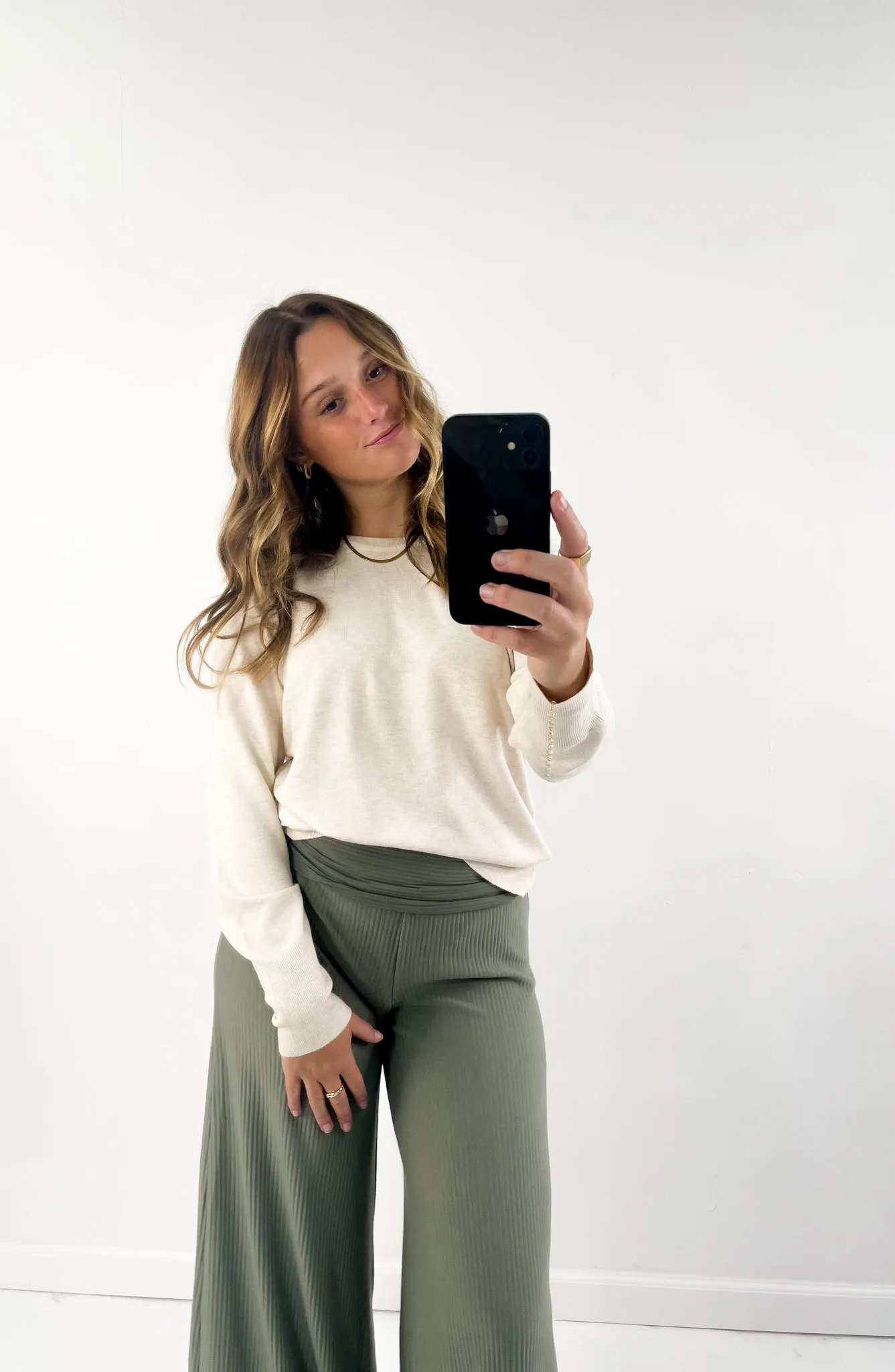 Ribbed Double Banded Waist Pants