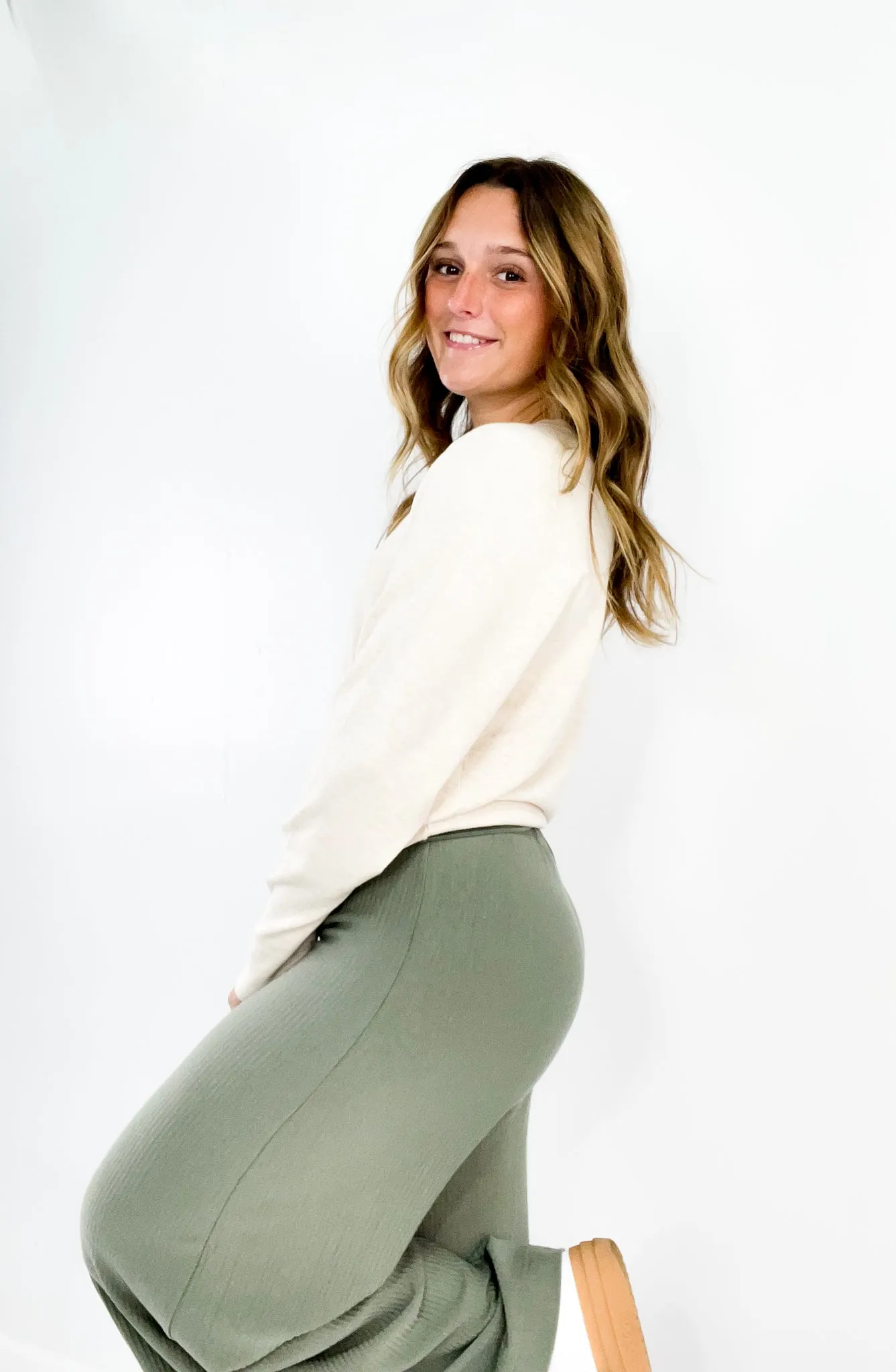 Ribbed Double Banded Waist Pants