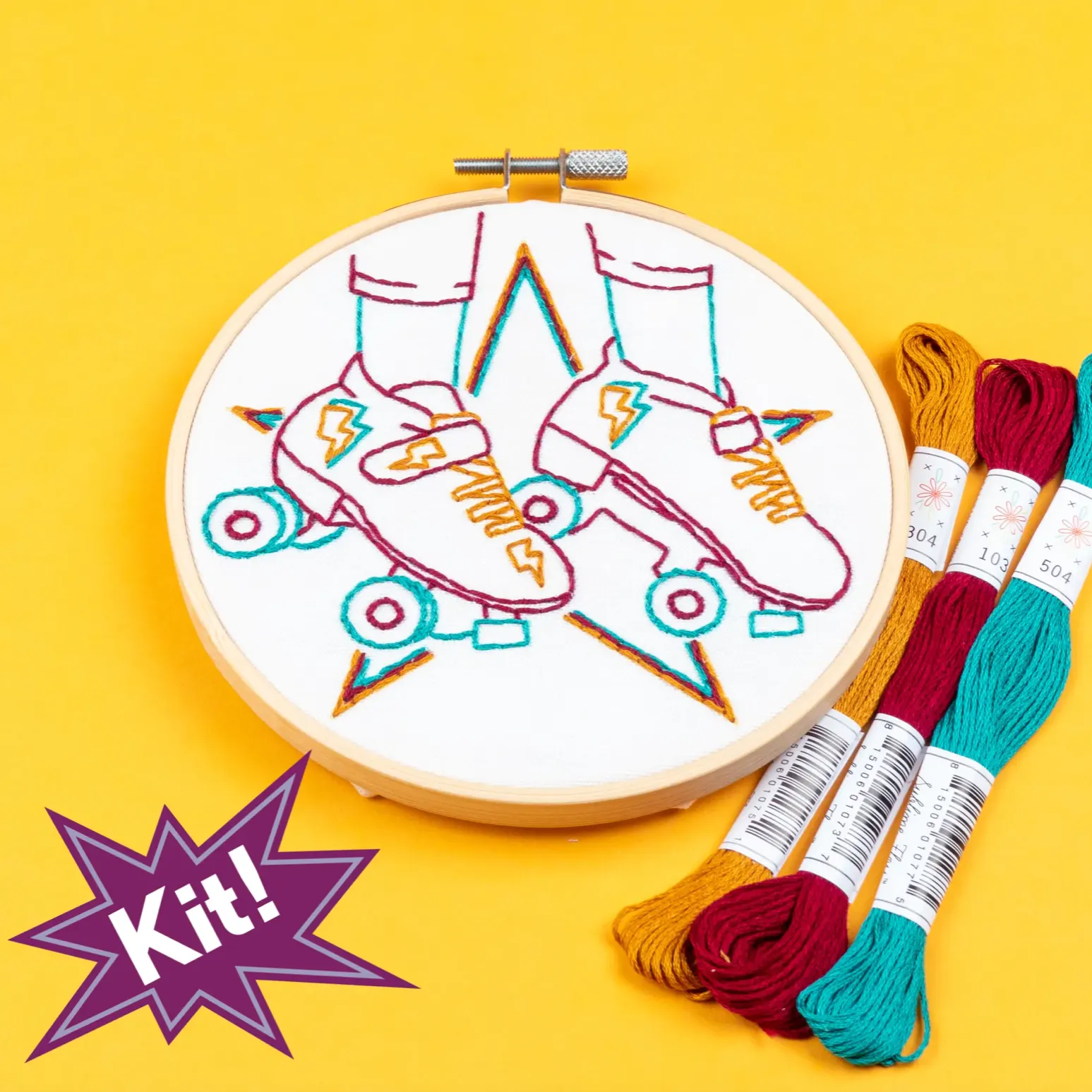 Roller Skates Embroidery Kit