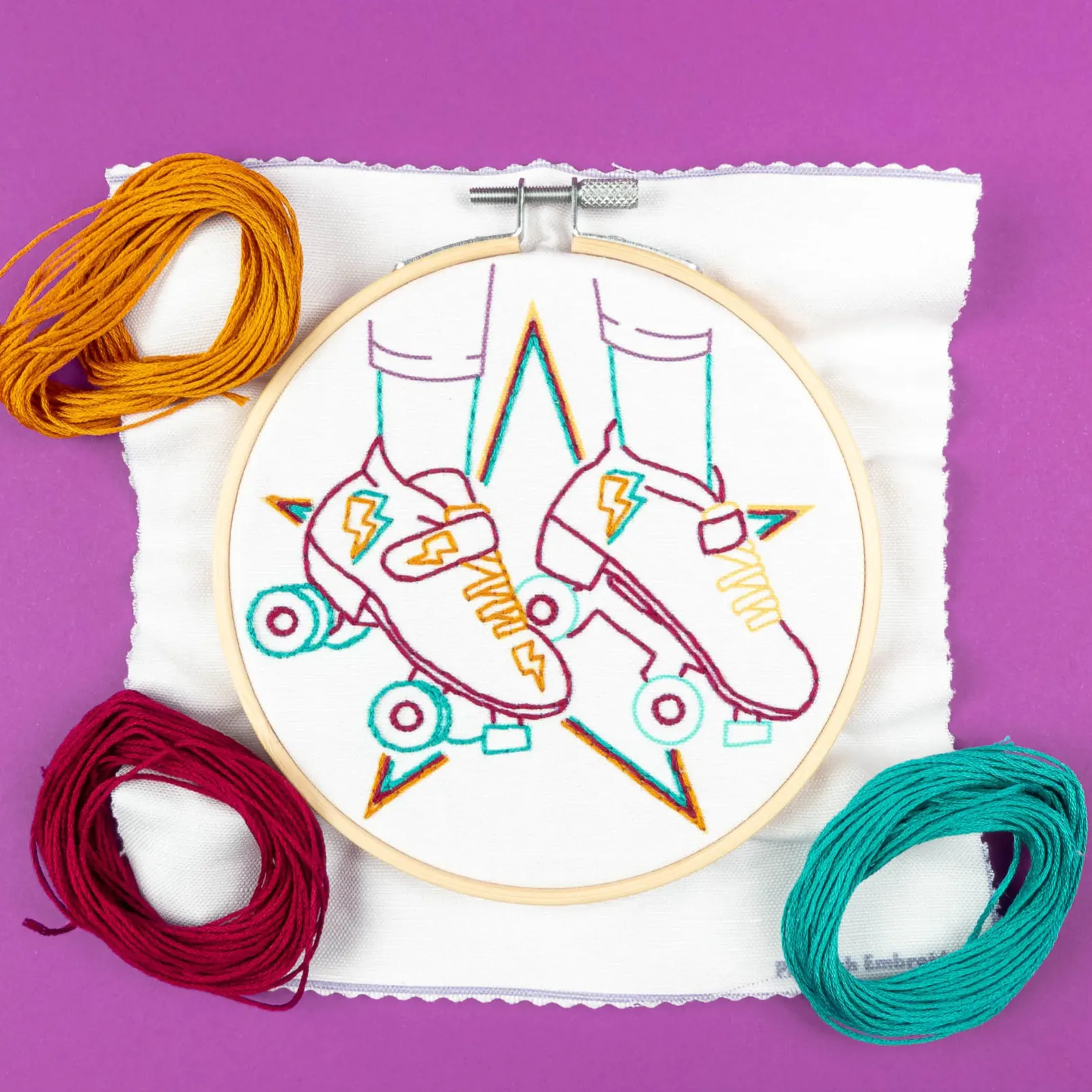 Roller Skates Embroidery Kit