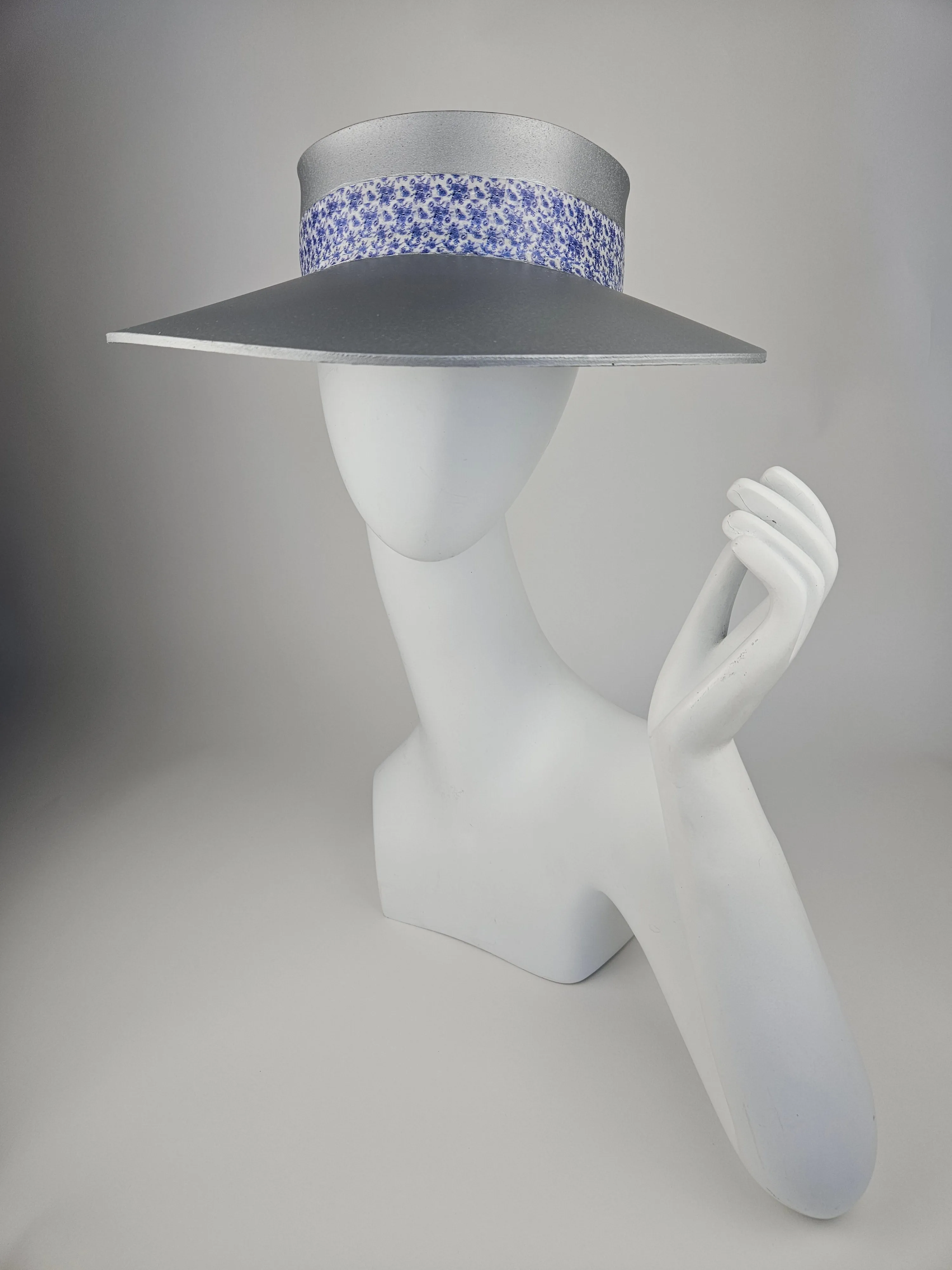 Silver "LadyEVA" Visor Hat with China Blue Band