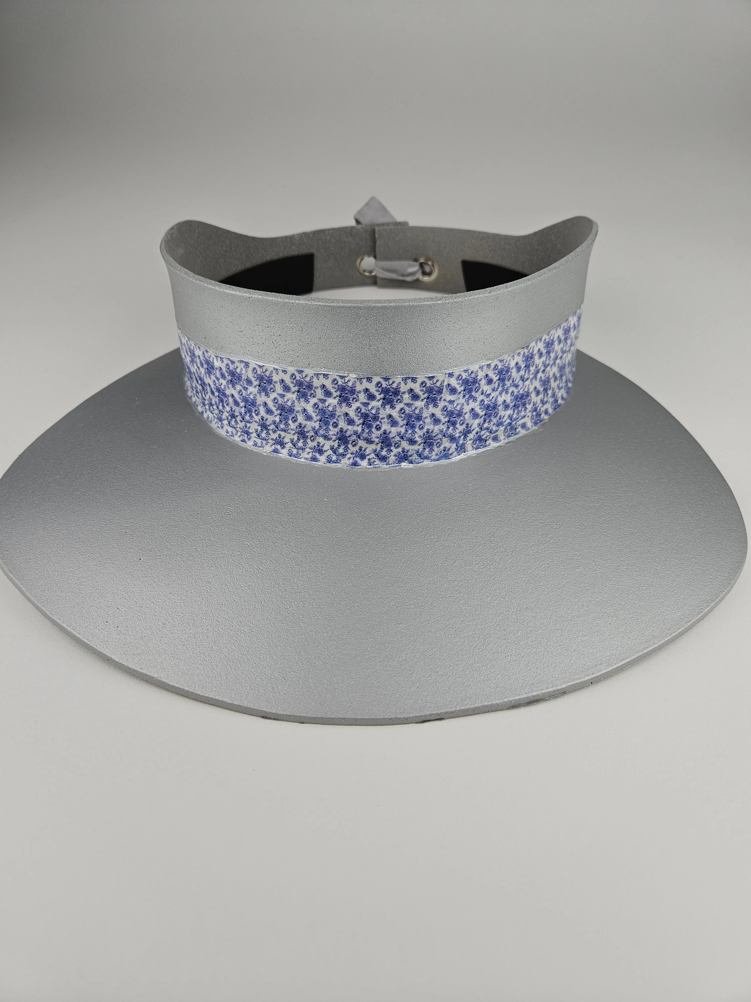Silver "LadyEVA" Visor Hat with China Blue Band