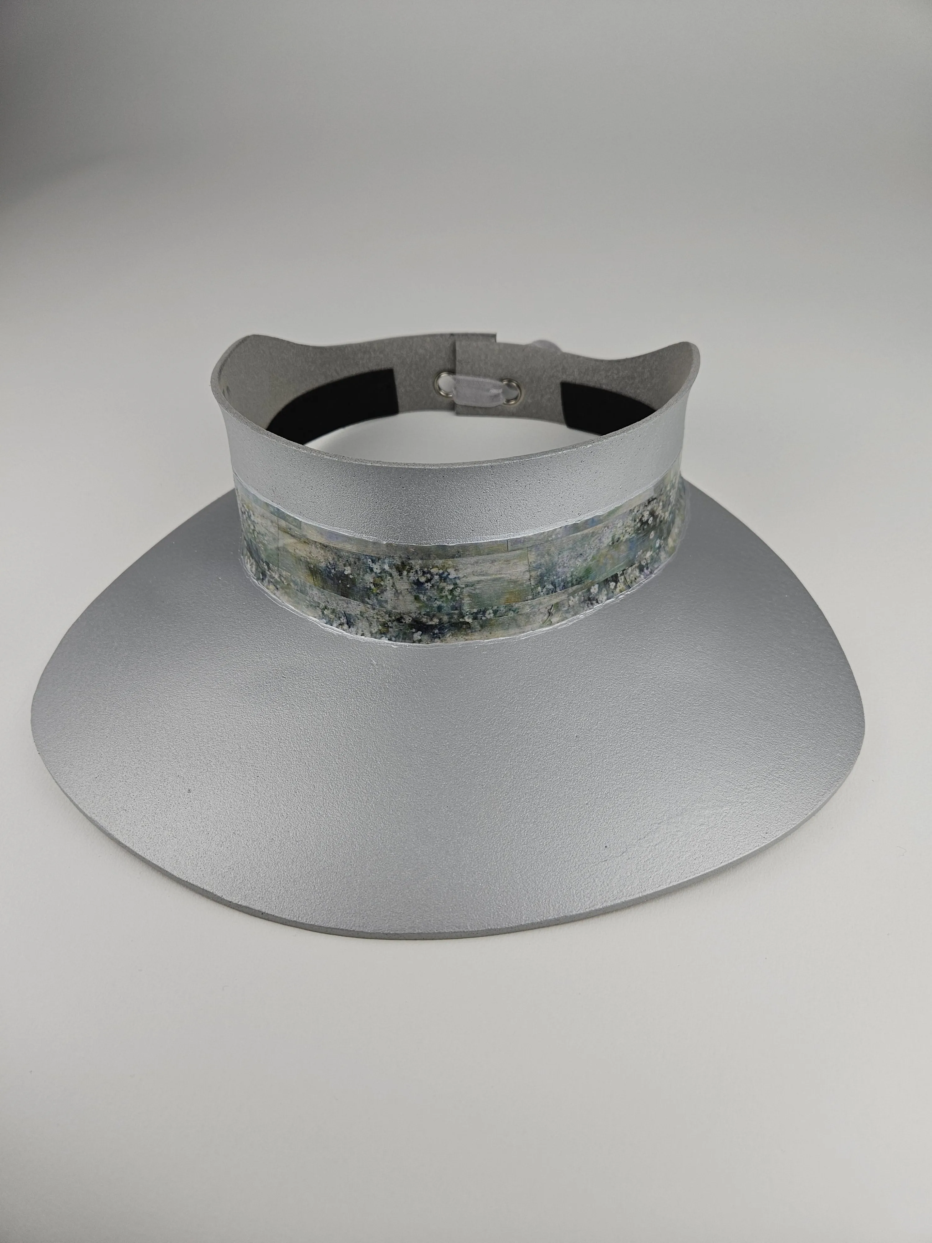 Silver "LadyEVA" Visor Hat with Green Monet Style Band