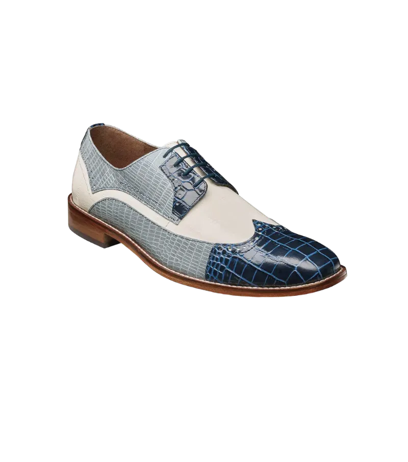 Stacy Adams Men's Blue Multi GalIinari Wingtip Lace Up Shoe
