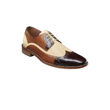 Stacy Adams Men's Blue Multi GalIinari Wingtip Lace Up Shoe