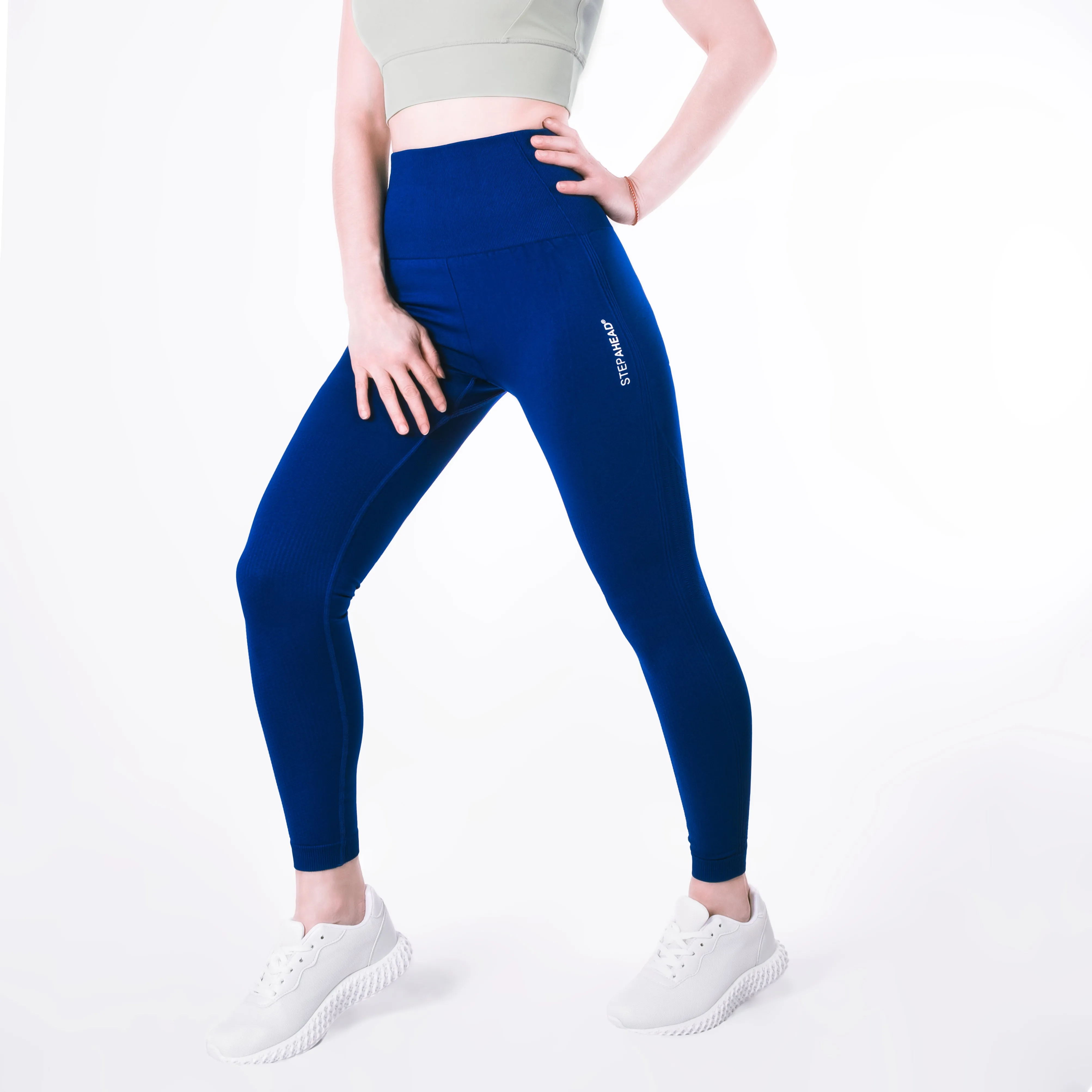 Step Ahead Women's Seamless High Waisted Deep Blue Work Out Leggings