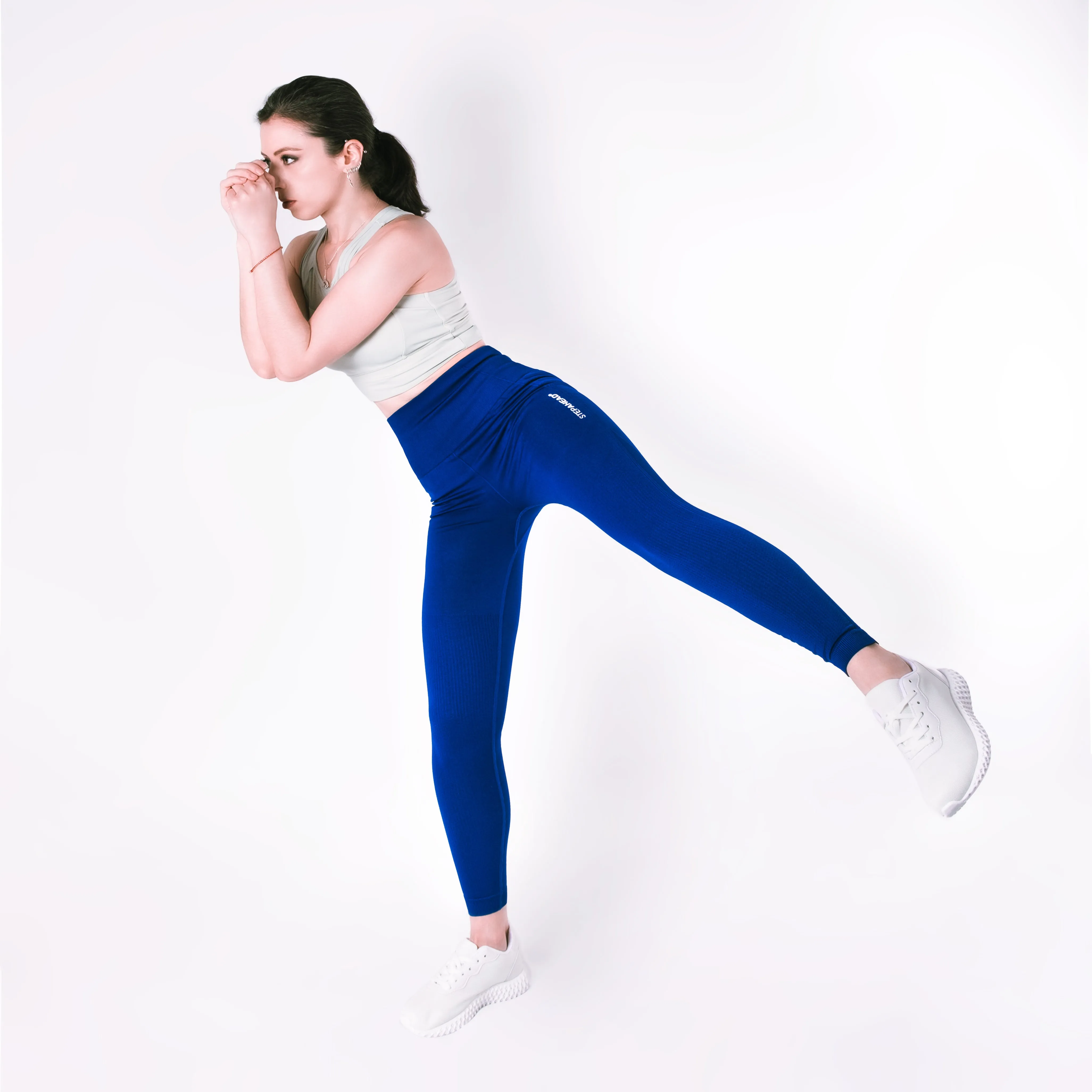 Step Ahead Women's Seamless High Waisted Deep Blue Work Out Leggings