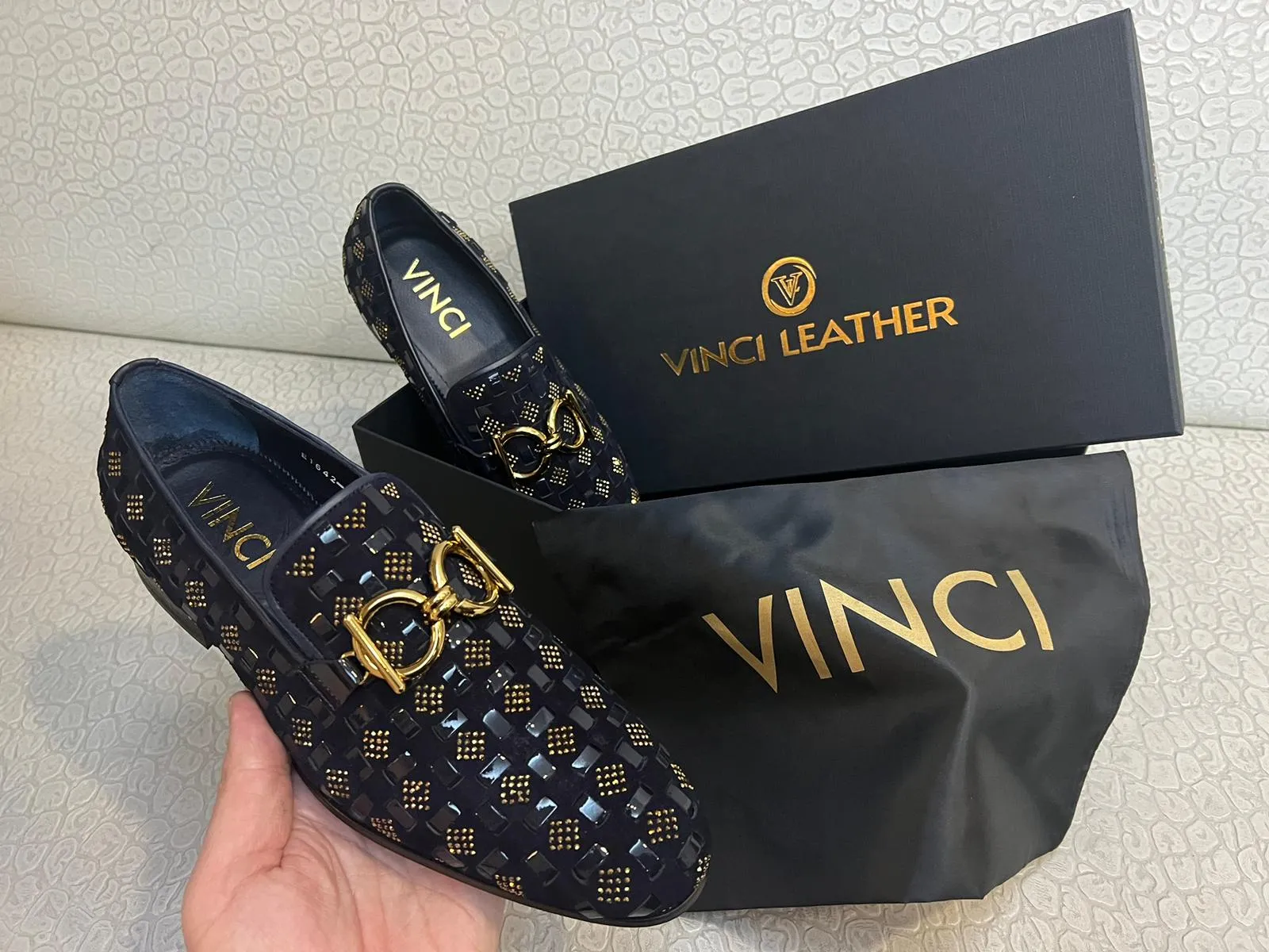 The Vicino Shoe Navy Blue Bit Dress Loafer Men Shoe