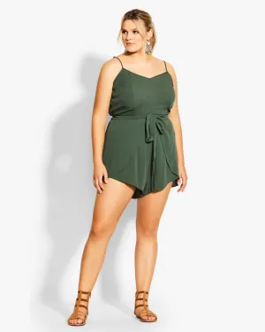 Vivian Tie Romper | Olive Green