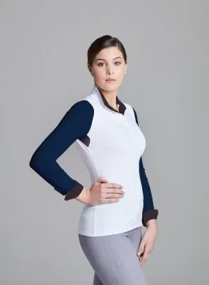 White with Navy / Orange Dot Paulo Alto Long Sleeve - FINAL SALE