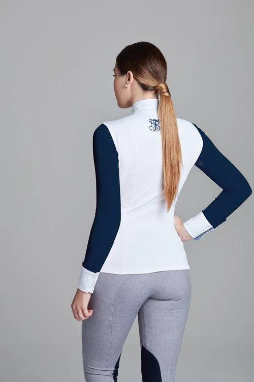 White with Navy / Orange Dot Paulo Alto Long Sleeve - FINAL SALE