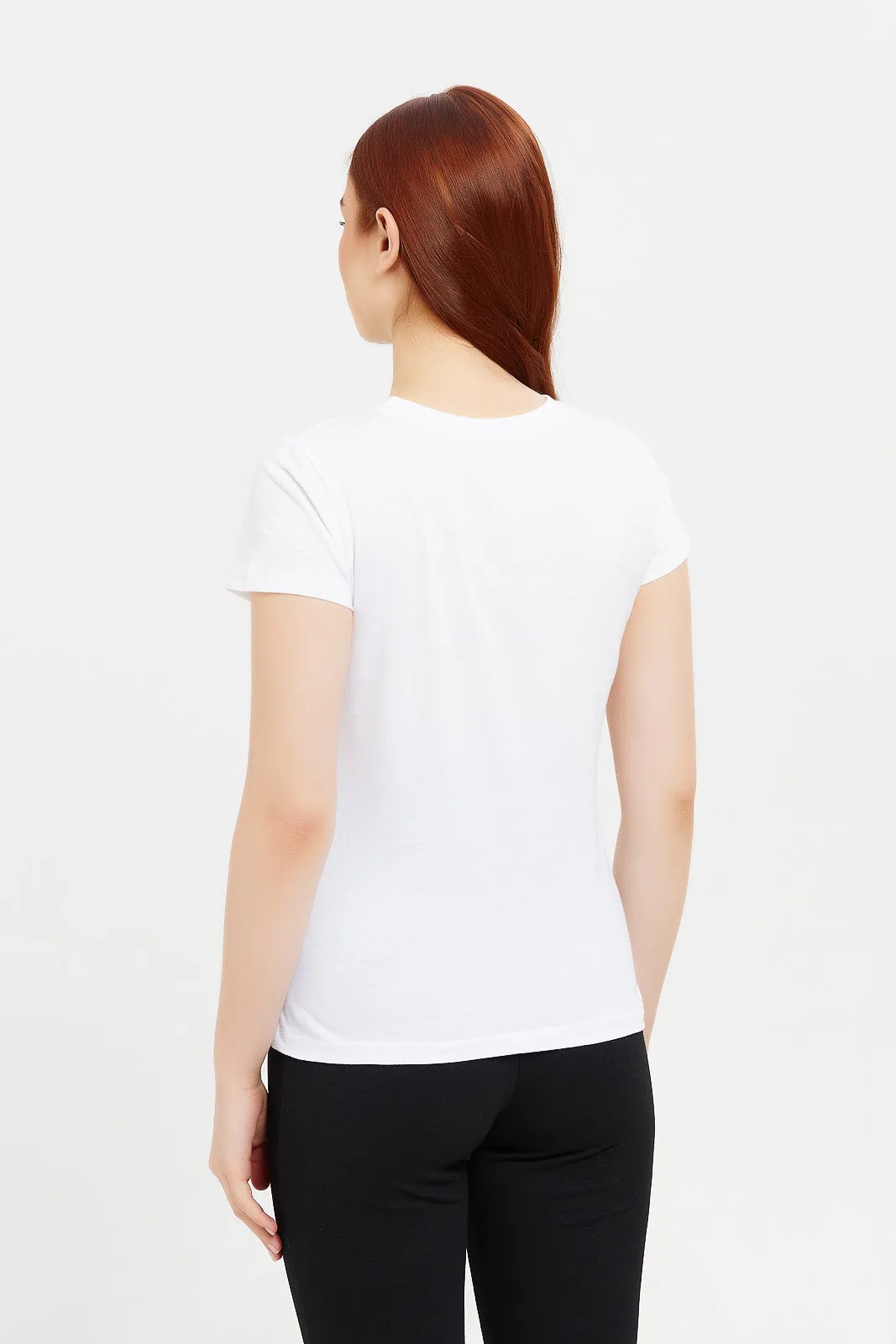 Women Cream Floral Foil T-Shirt