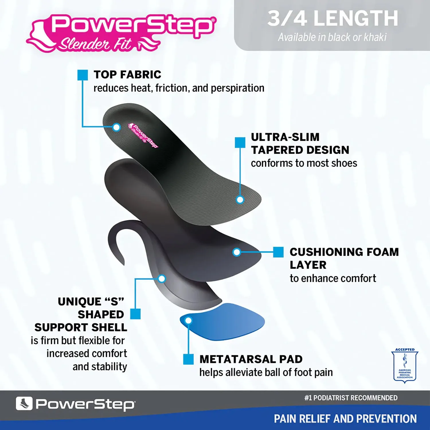 Women's Powerstep Slender Fit Fashion Orthotics
